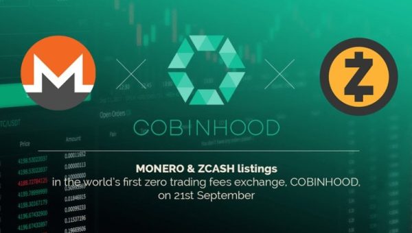 Monero (XMR) And ZCash (ZEC) Will Be Listed On Cobinhood Exchange On September 21