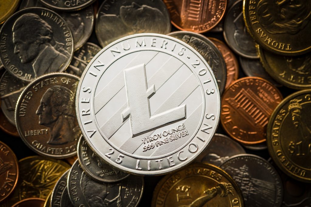 Litecoins. Digital cryptocurrency.