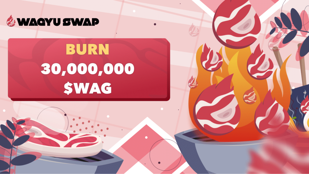 WagyuSwap DEX Burns 30 Million of $WAG; 7% of Total Supply is Now Gone