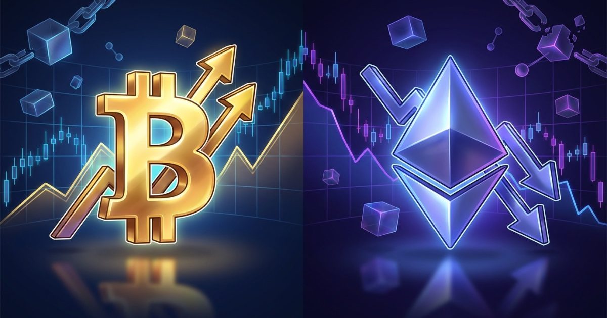 Bitcoin and Ethereum See Divergent Paths as Market Cap Shifts