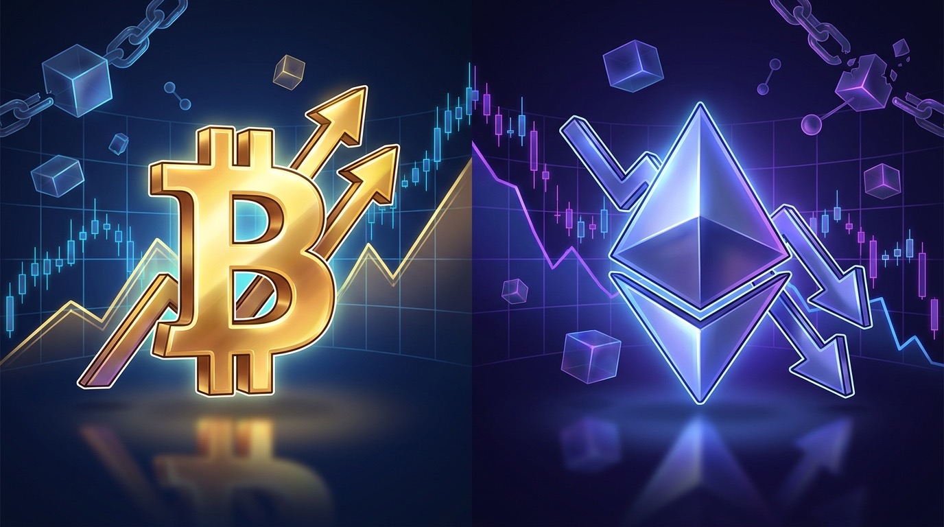 Bitcoin and Ethereum See Divergent Paths as Market Cap Shifts