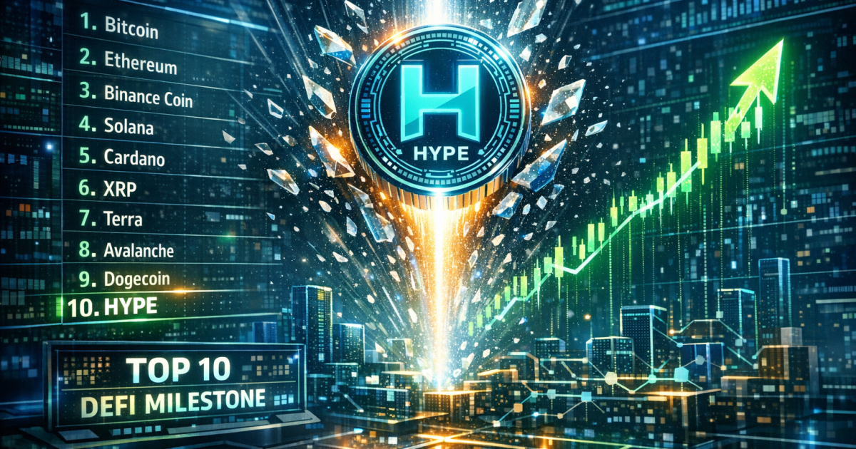 Hyperliquid HYPE Breaks Into Crypto Top 10 — First Pure DeFi Token Since Uniswap